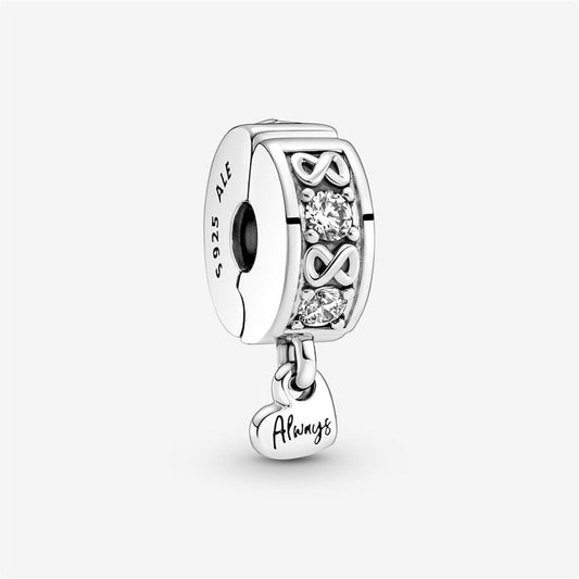 925 Sterling Silver Family Always Pavé Clip Charm