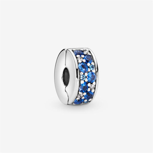 925 Sterling Silver Blue Pavé Clip Charm