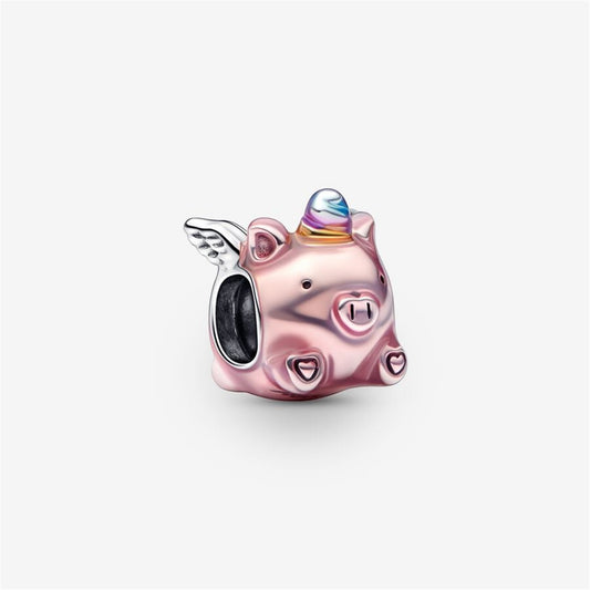 925 Sterling Silver Flying Unicorn Pig Charm