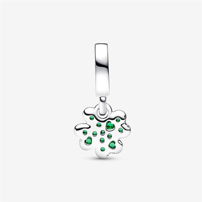 925 Sterling Silver Four Leaf Clover Dangle Charm