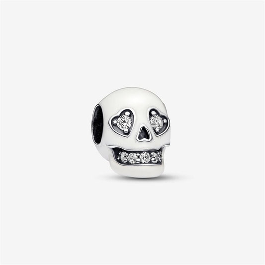 925 Sterling Silver Glow-in-the-dark Sparkling Skull Charm