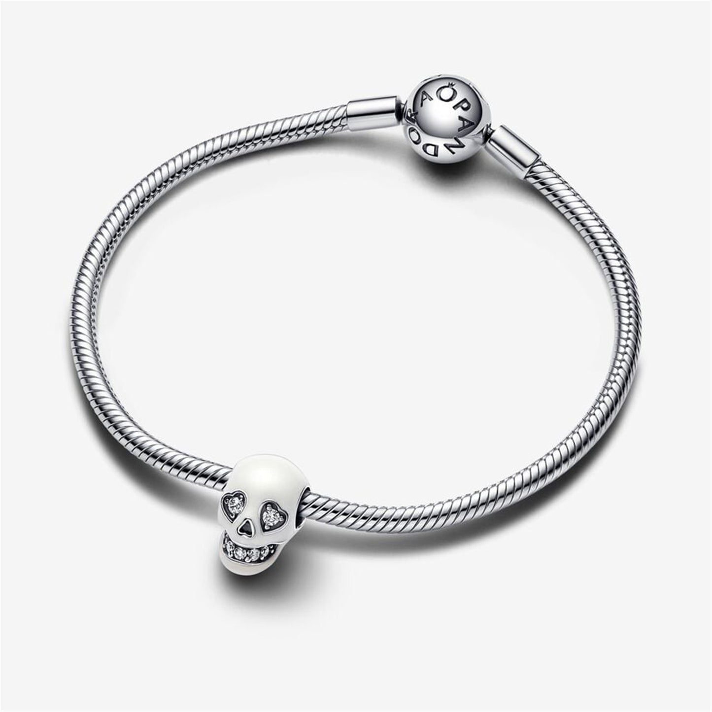 925 Sterling Silver Glow-in-the-dark Sparkling Skull Charm