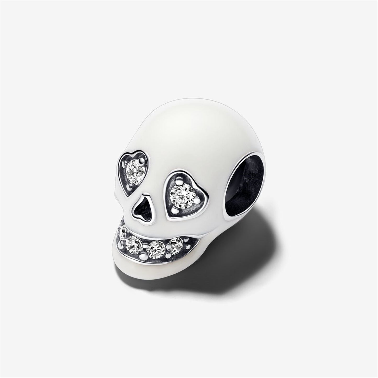 925 Sterling Silver Glow-in-the-dark Sparkling Skull Charm