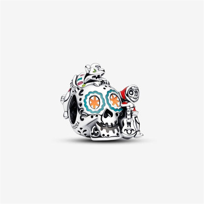 925 Sterling Silver Disney Pixar Coco Miguel & Dante Skull Glow-in-the-dark Charm