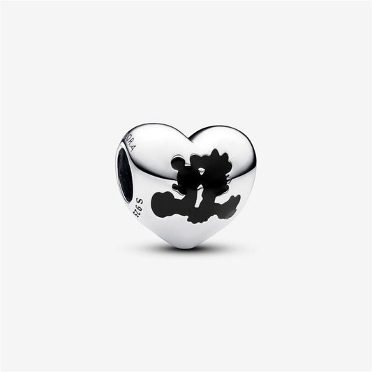 925 Sterling Silver Disney Mickey Mouse & Minnie Mouse Heart Charm