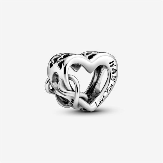 925 Sterling Silver Heart and infinity sterling silver charm