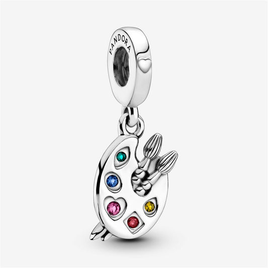 925 Sterling Silver Artist's Palette Dangle Charm