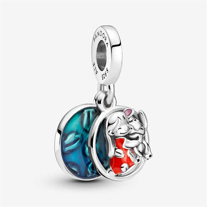 925 Sterling Silver Disney Lilo & Stitch Family Dangle Charm