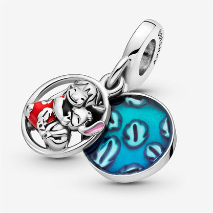 925 Sterling Silver Disney Lilo & Stitch Family Dangle Charm