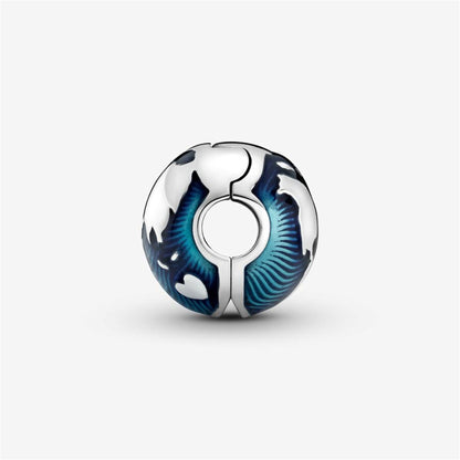 925 Sterling Silver Blue Globe Clip Charm