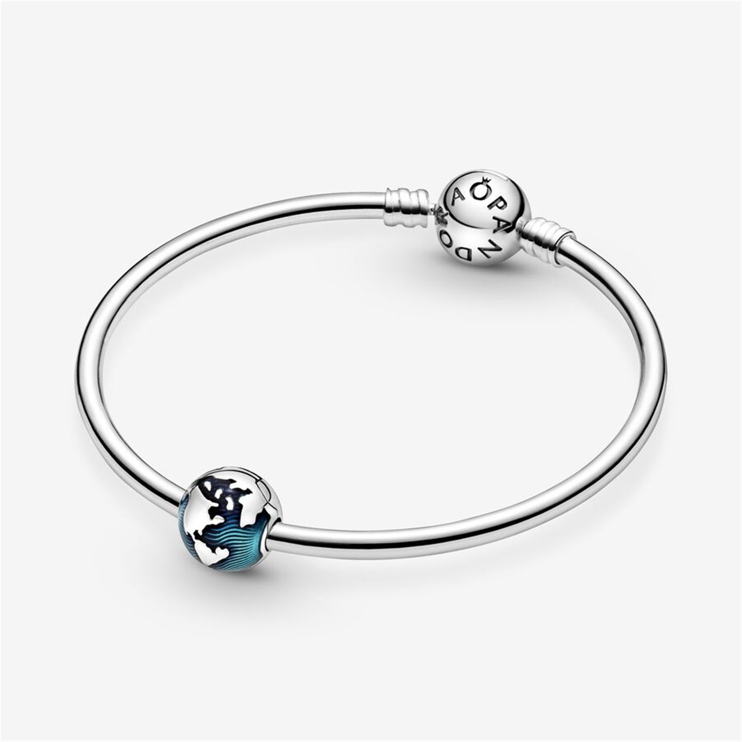 925 Sterling Silver Blue Globe Clip Charm