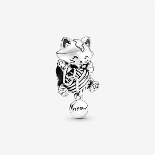 925 Sterling Silver Kitten & Yarn Ball Charm