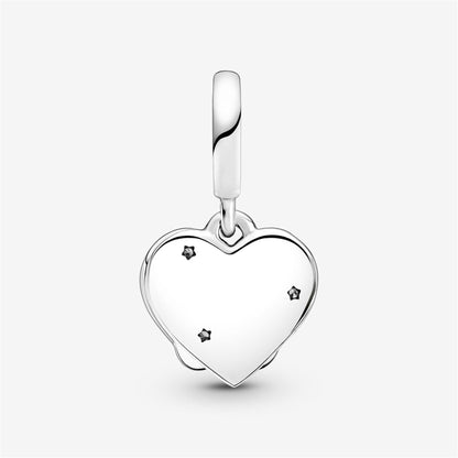 925 Sterling Silver Cats & Hearts Dangle Charm